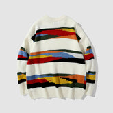 Mehrfarbig gestreifter Strickpullover